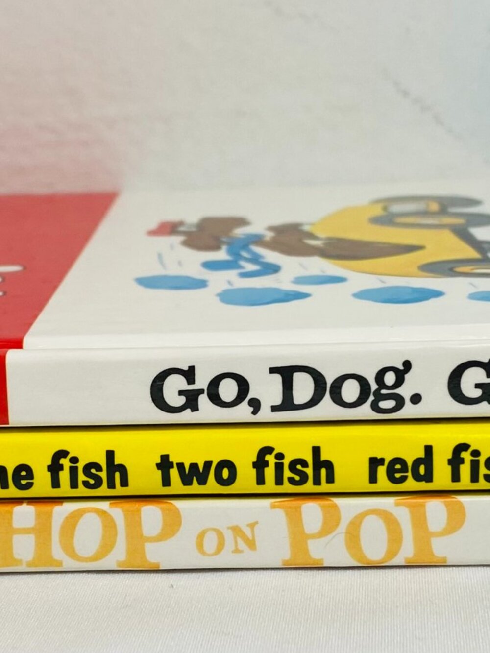 (3) Dr Seuss I Can Read Beginner Books 1960's Wipe-Clean HC - Hop on Pop, Go Dog
